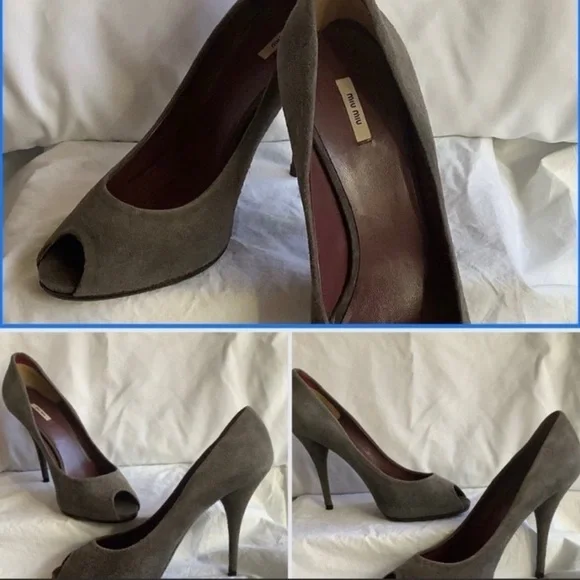 Miu Miu by Prada Grey Suede 4.5" Stilettos EU size 39 - Picture 6 of 6